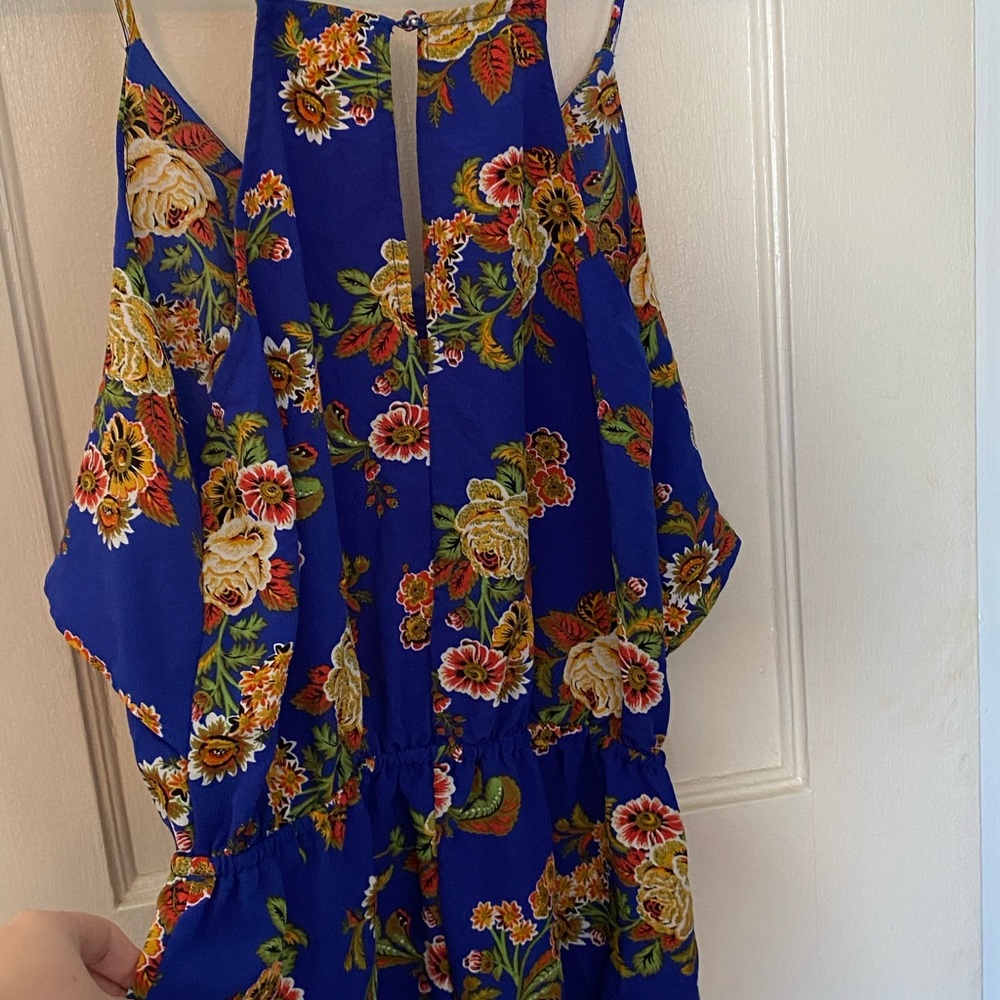 Floral royal blue romper
